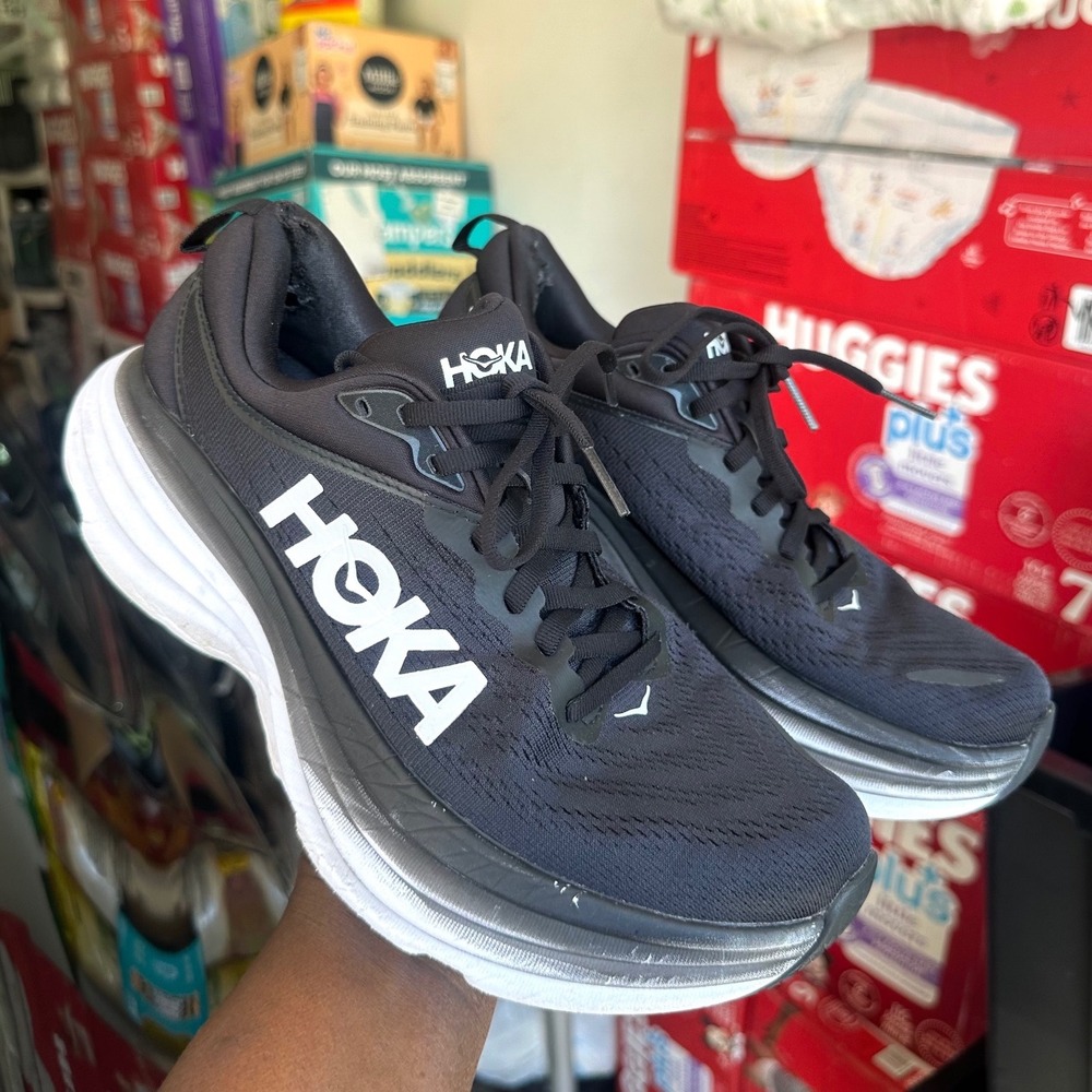 Hoka Bondi 8 Women's Athletic Shoes Size 8 Black White - Picture 12 of 12